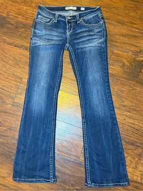 BKE Sabrina Low Rise Bootcut Jeans 30 Inseam Thick Stitch Y2K Western Denim